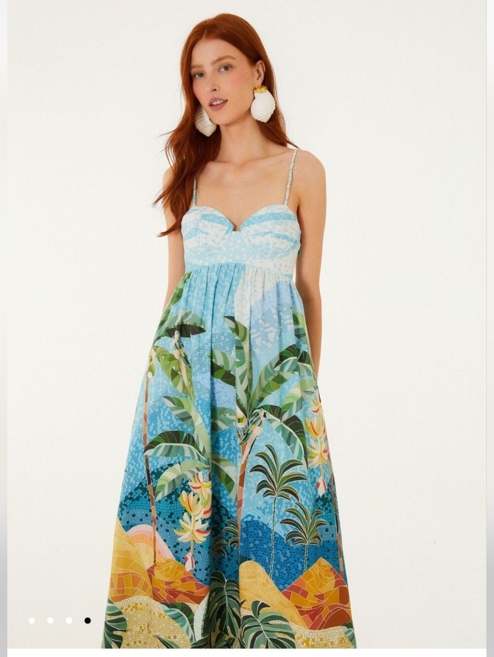 Farm Rio Multicolor Rio Mosaic Sweetheart Neck Maxidress - Picture 2 of 5